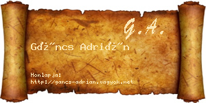 Gáncs Adrián névjegykártya
